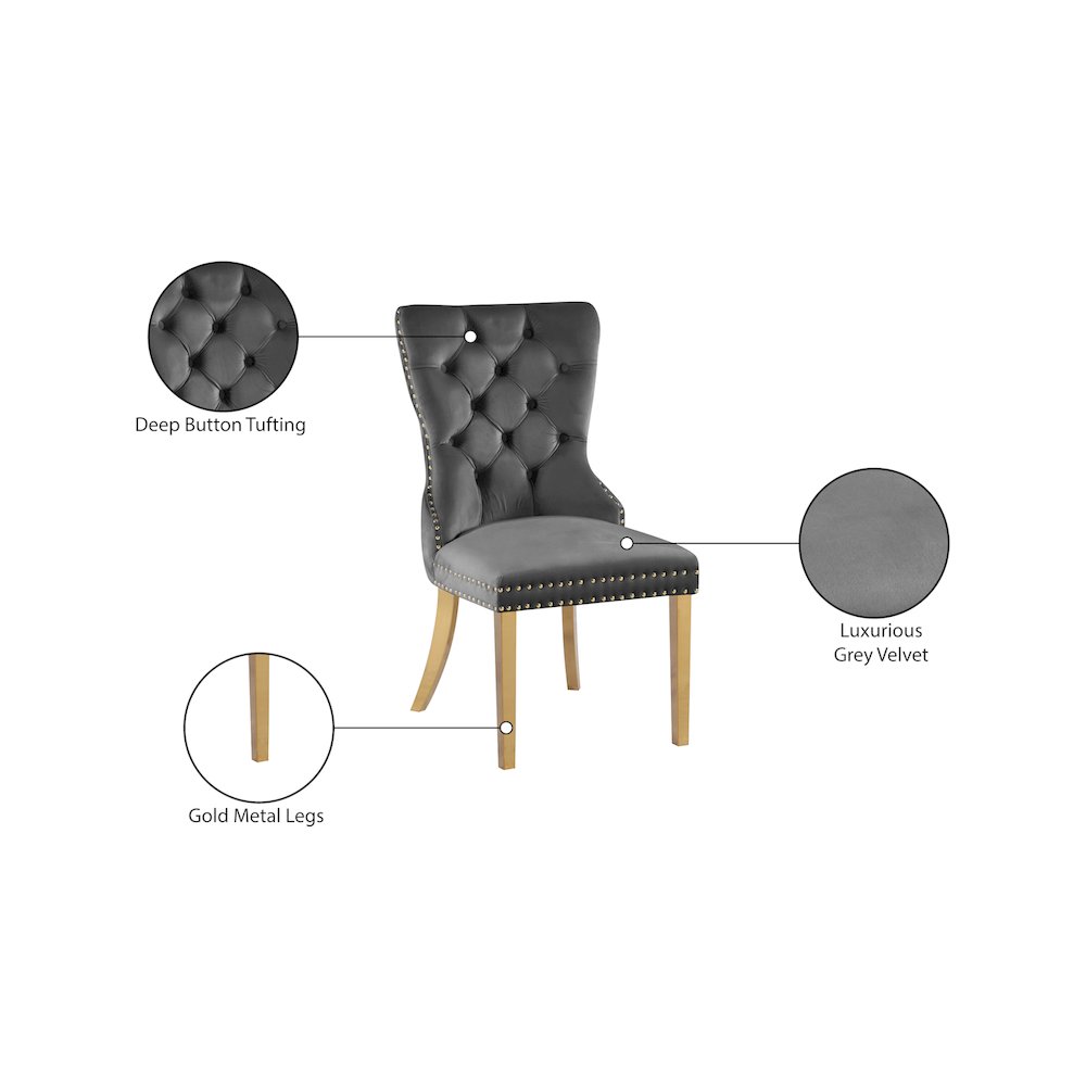 Carmen Grey Velvet Dining Chairs, Set of 2. Picture 6