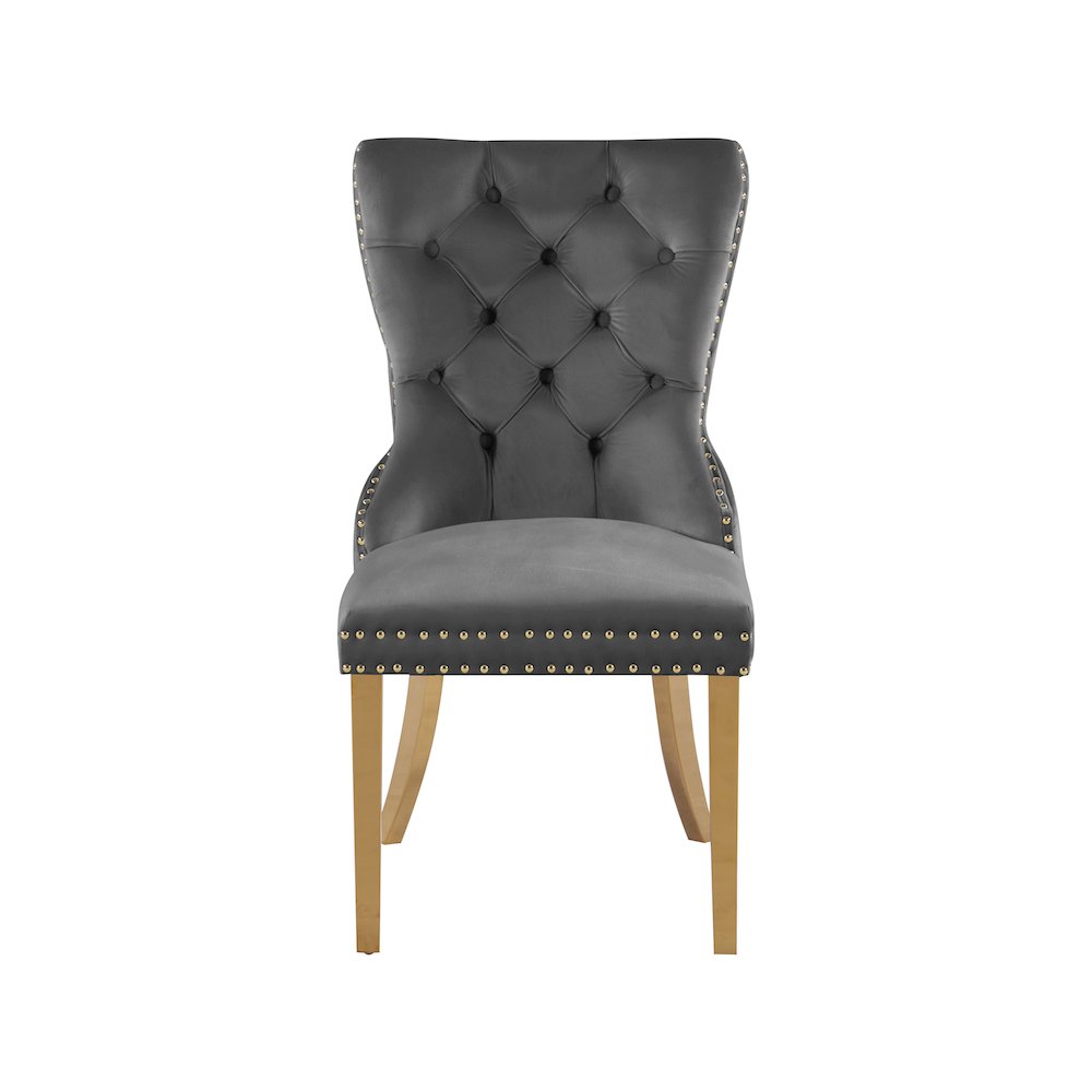 Carmen Grey Velvet Dining Chairs, Set of 2. Picture 2