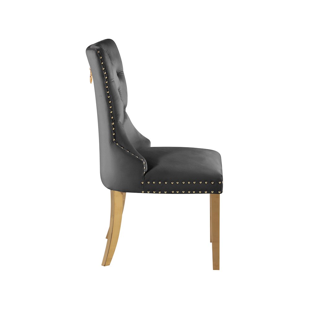 Carmen Grey Velvet Dining Chairs, Set of 2. Picture 3