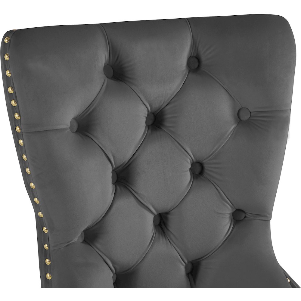 Carmen Grey Velvet Dining Chairs, Set of 2. Picture 4