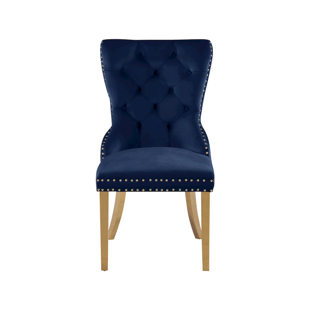 Carmen Navy Velvet Dining Chairs, Set of 2. Picture 2