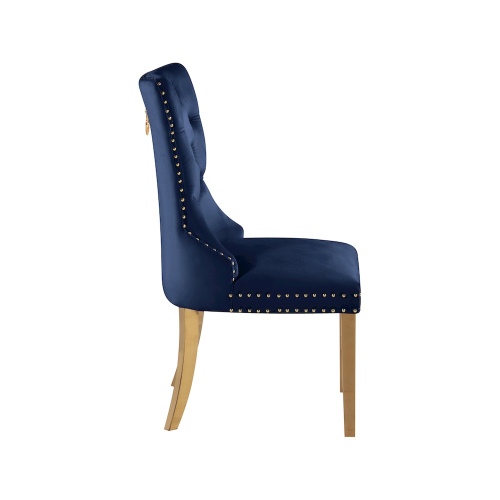 Carmen Navy Velvet Dining Chairs, Set of 2. Picture 3