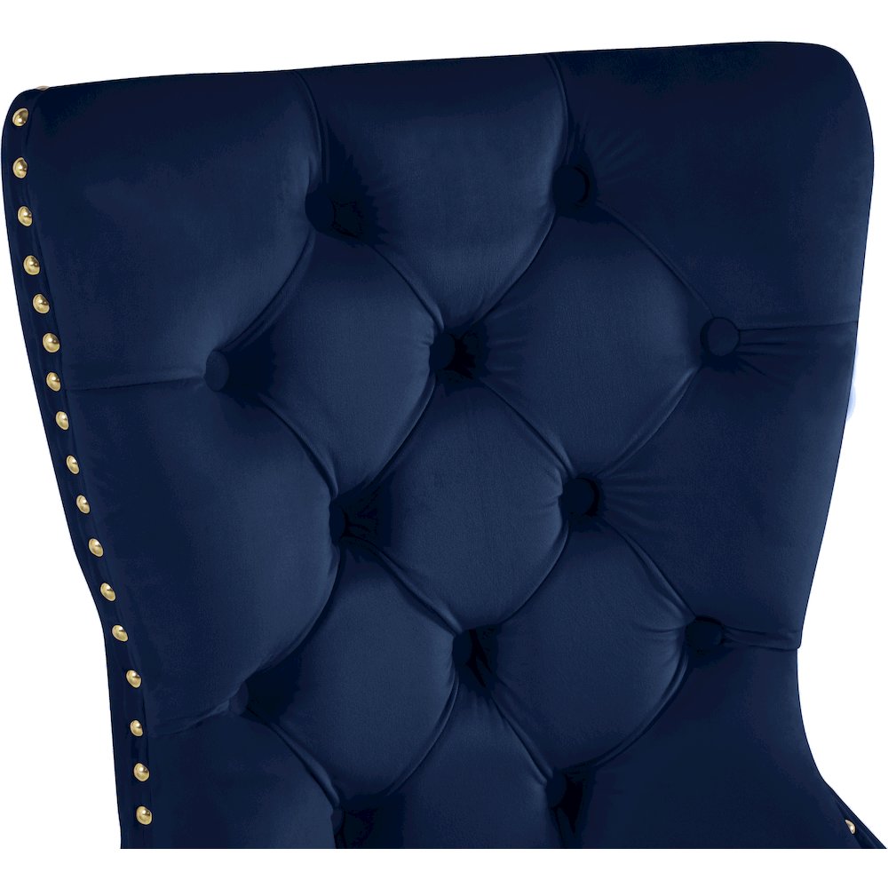 Carmen Navy Velvet Dining Chairs, Set of 2. Picture 4
