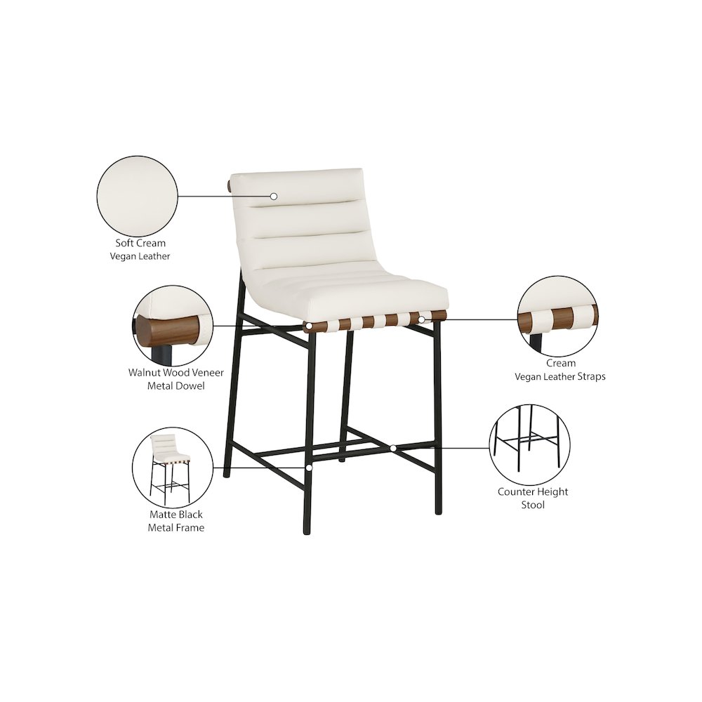Burke Cream Vegan Leather Counter Stool. Picture 9