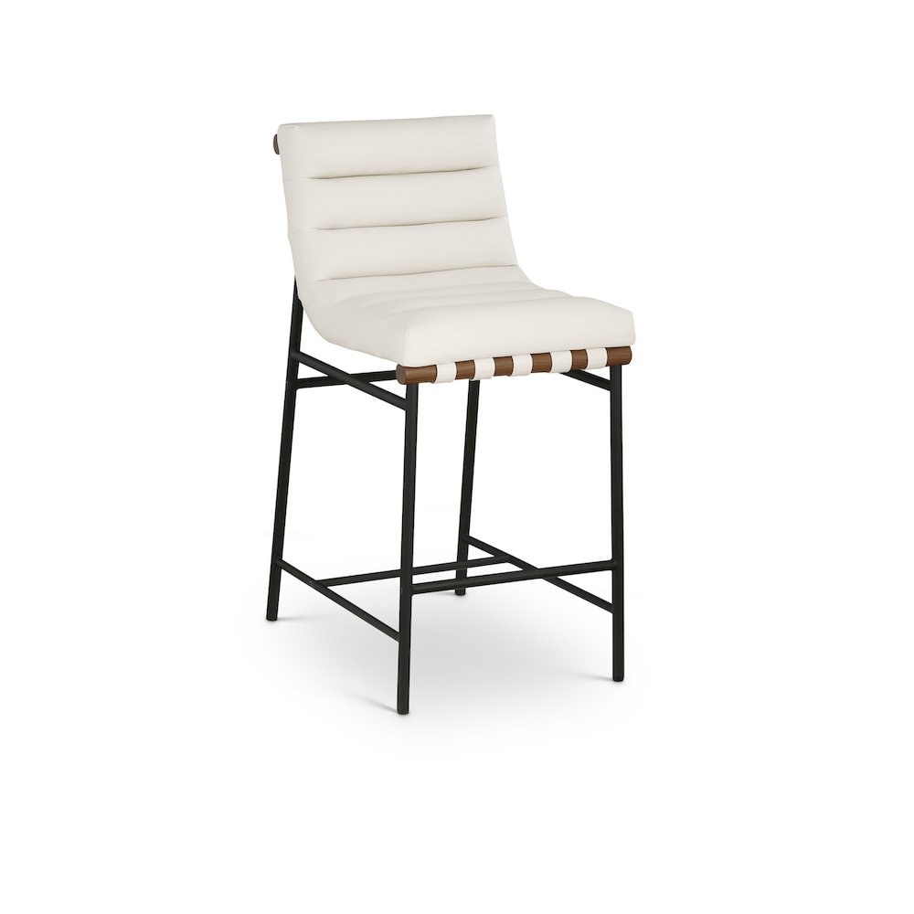 Burke Cream Vegan Leather Counter Stool. Picture 1