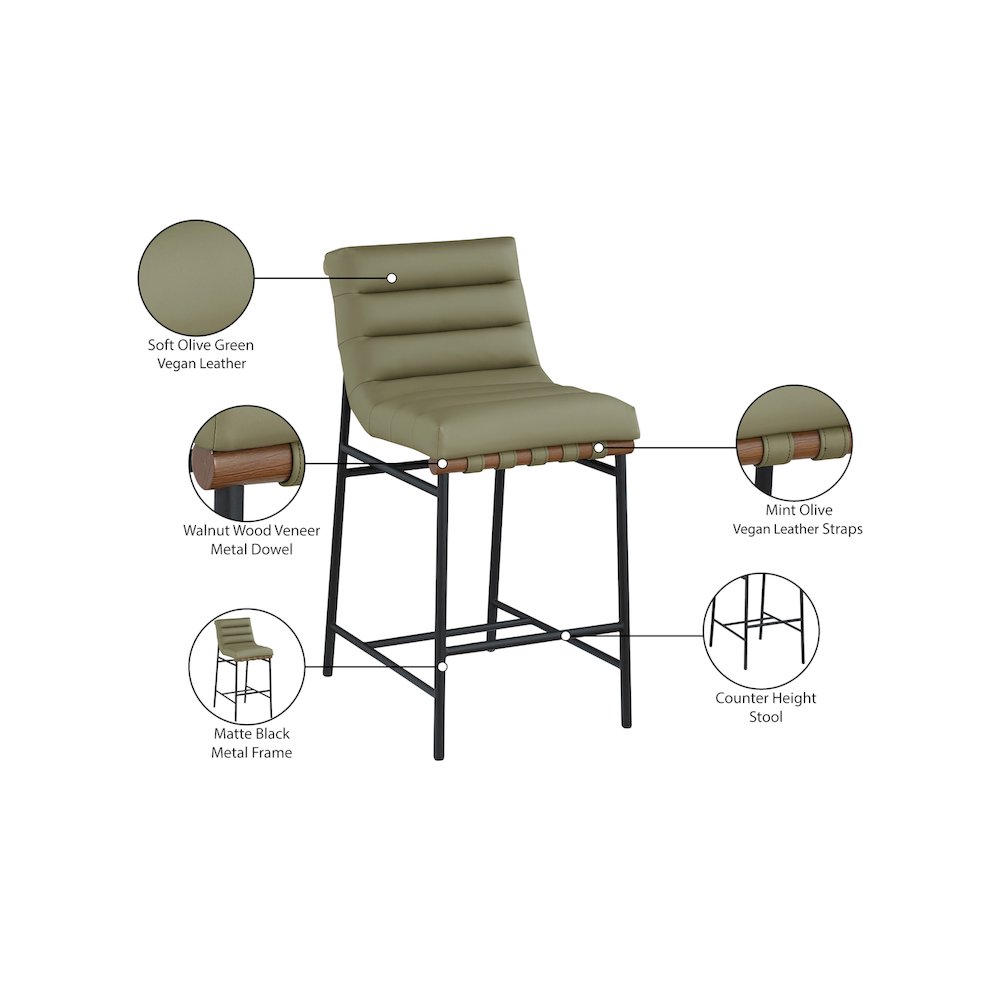 Burke Green Vegan Leather Counter Stool. Picture 9
