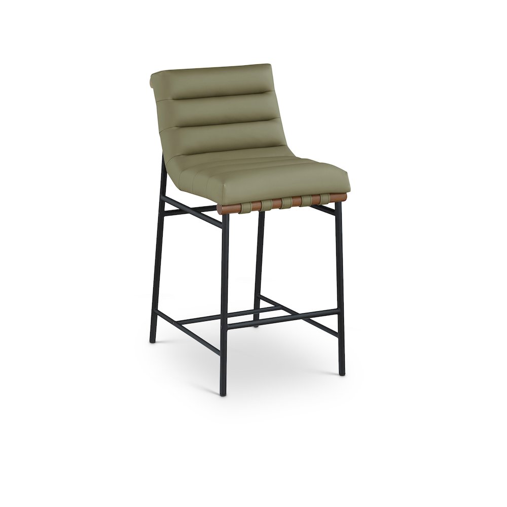 Burke Green Vegan Leather Counter Stool. Picture 1
