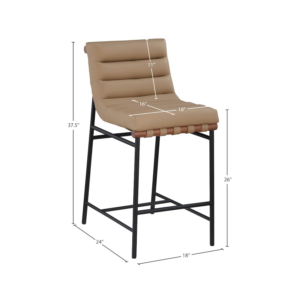 Burke Tan Vegan Leather Counter Stool. Picture 8