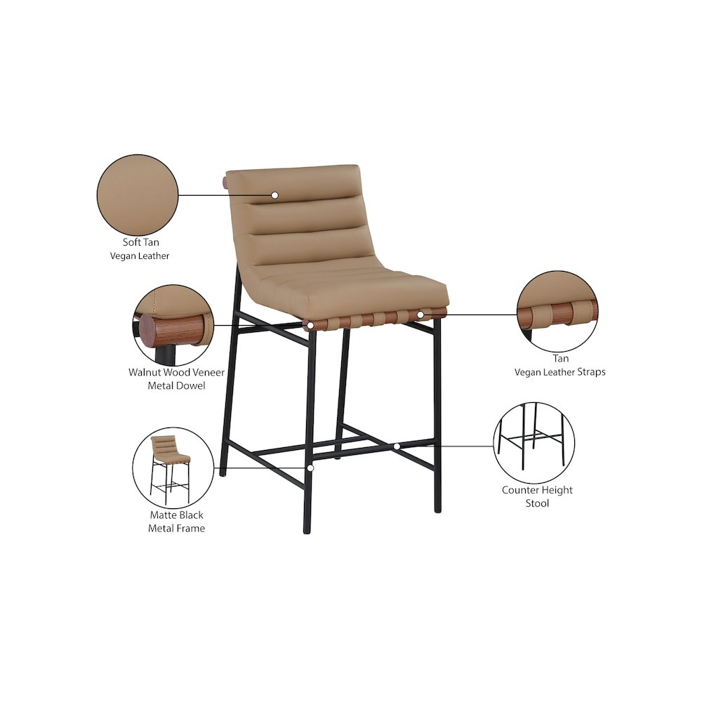 Burke Tan Vegan Leather Counter Stool. Picture 9