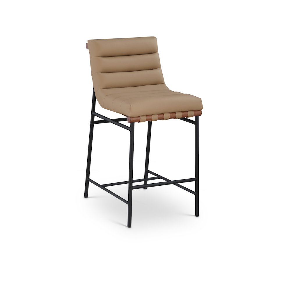 Burke Tan Vegan Leather Counter Stool. Picture 1