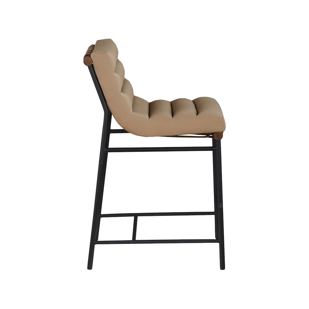 Burke Tan Vegan Leather Counter Stool. Picture 3