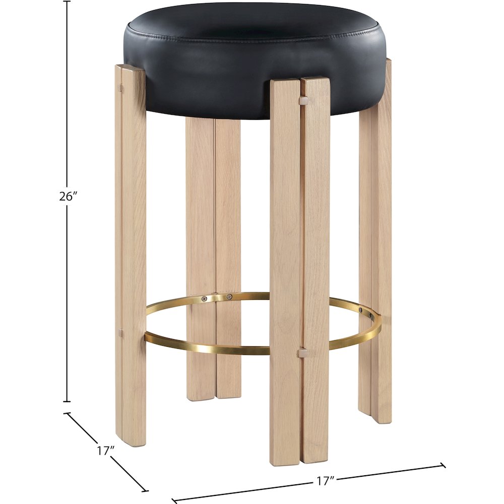 Harrison Black Vegan Leather Counter Stool. Picture 5