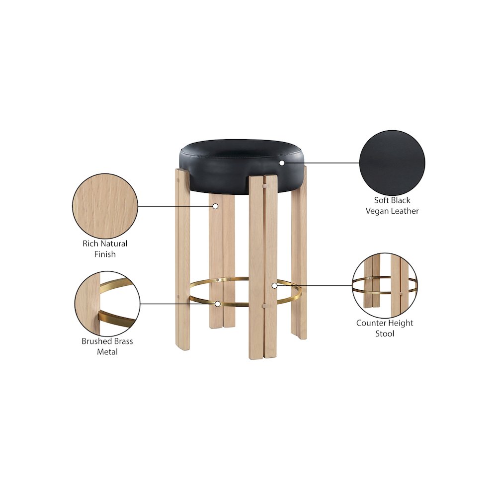 Harrison Black Vegan Leather Counter Stool. Picture 6