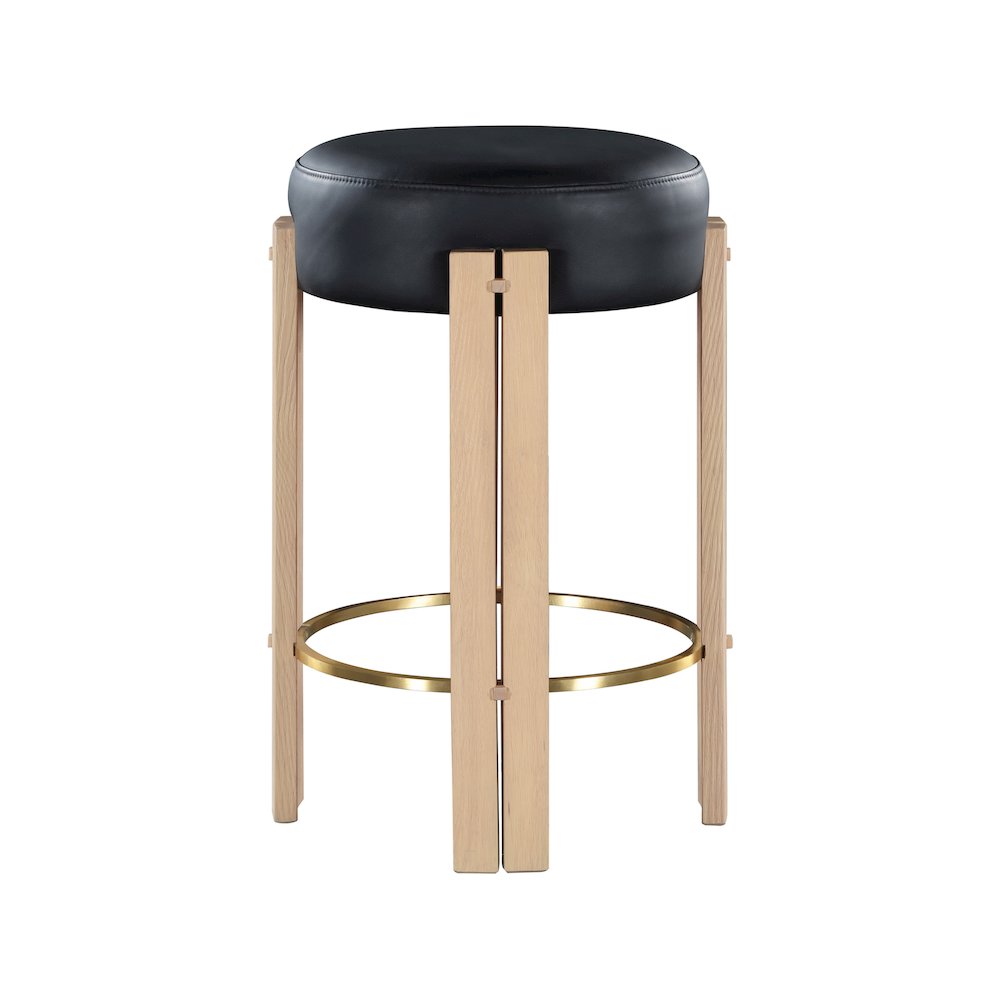 Harrison Black Vegan Leather Counter Stool. Picture 2