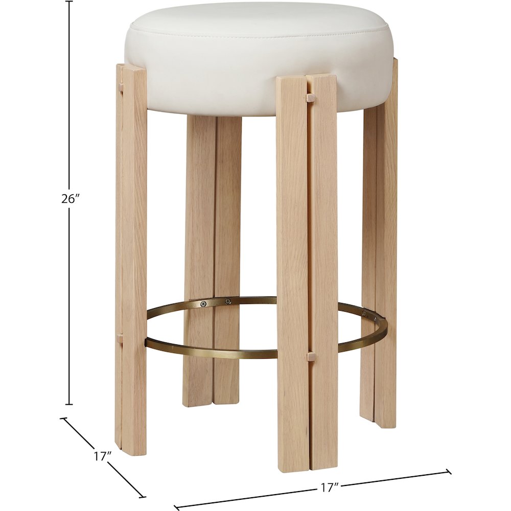 Harrison Cream Vegan Leather Counter Stool. Picture 5