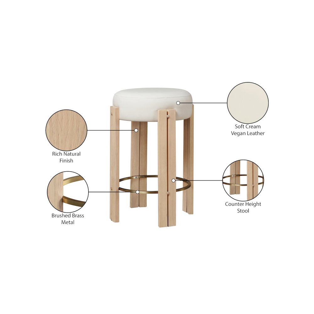 Harrison Cream Vegan Leather Counter Stool. Picture 6