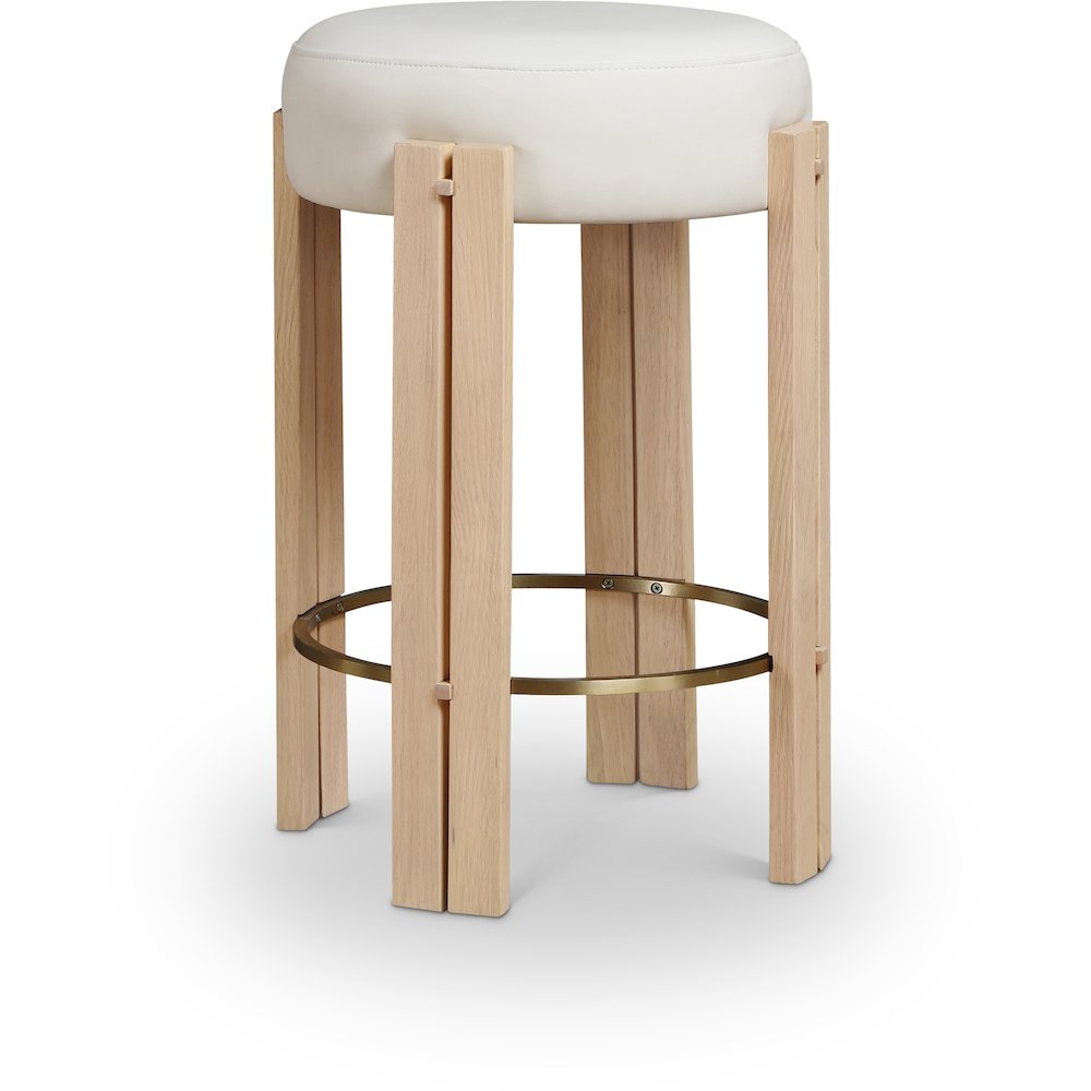 Harrison Cream Vegan Leather Counter Stool. Picture 1