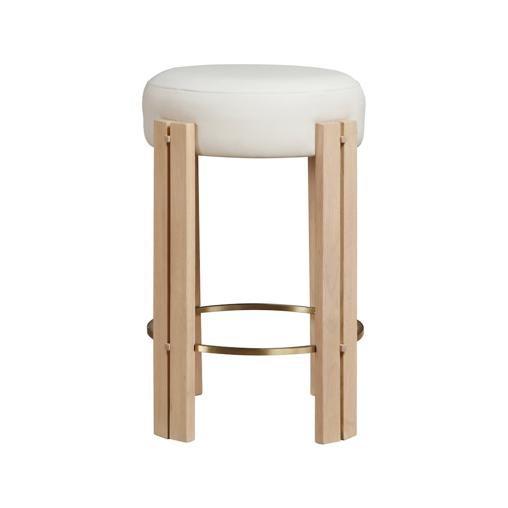 Harrison Cream Vegan Leather Counter Stool. Picture 2