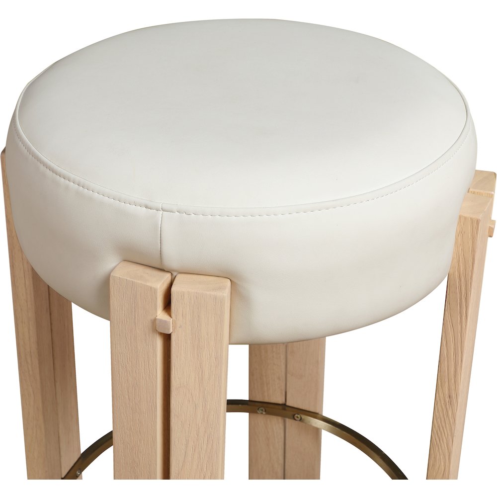 Harrison Cream Vegan Leather Counter Stool. Picture 3