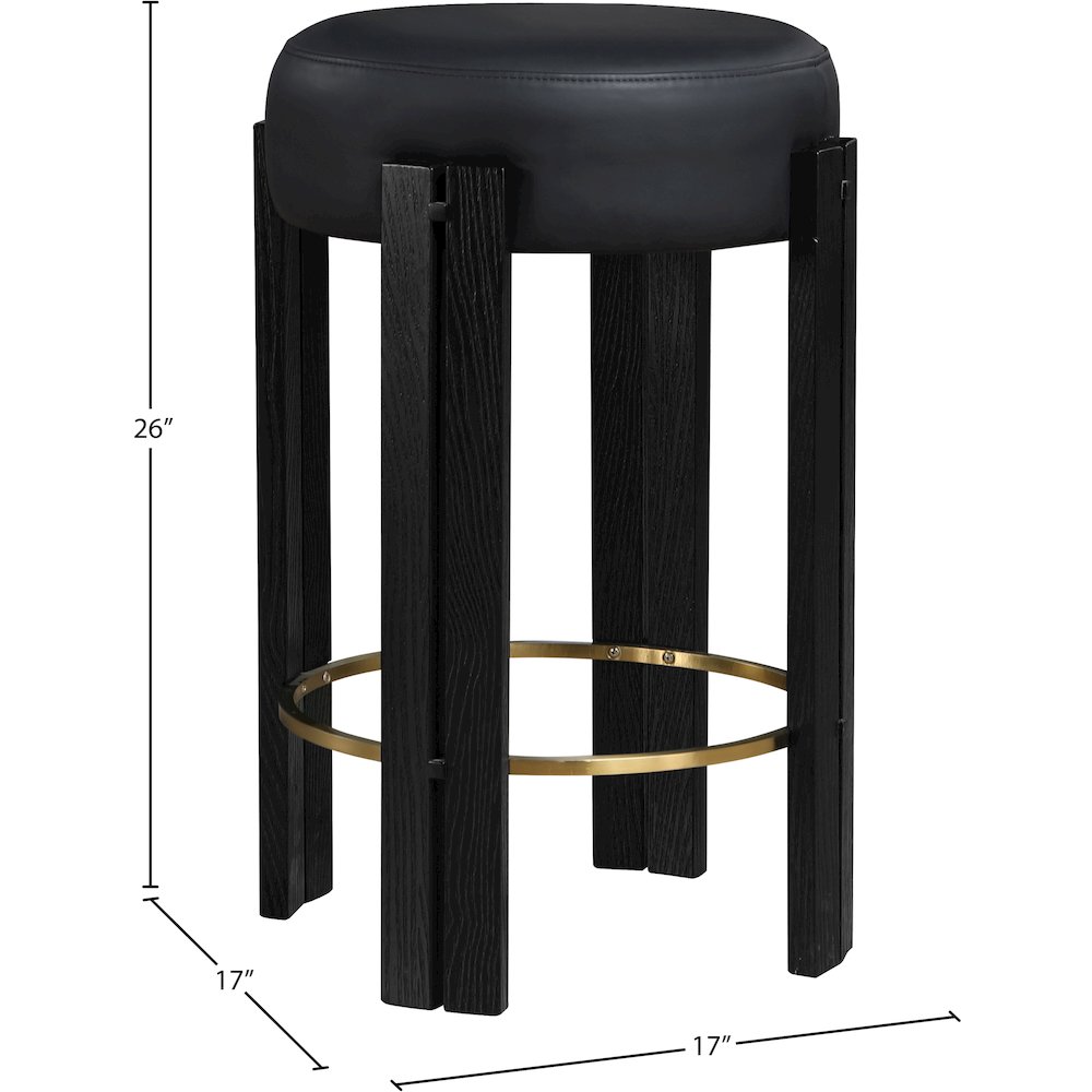 Harrison Black Vegan Leather Counter Stool. Picture 5