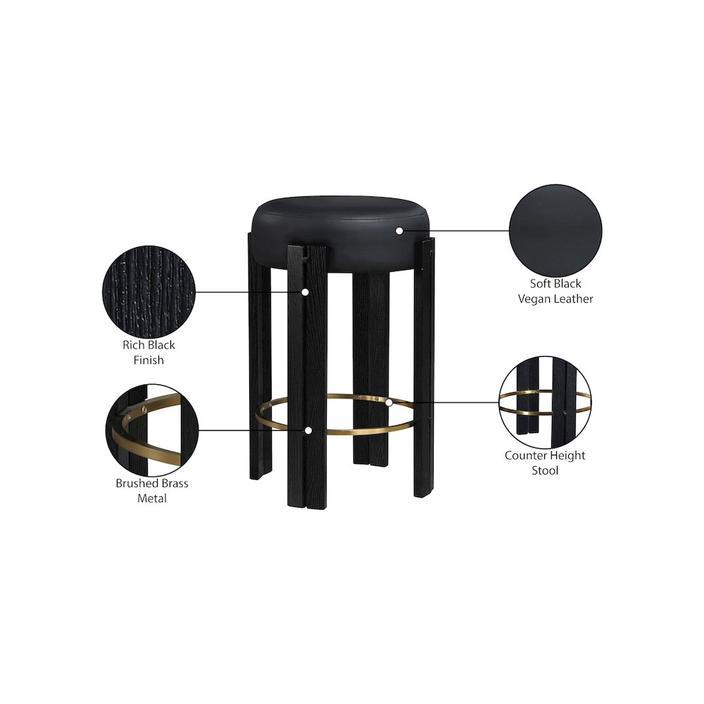 Harrison Black Vegan Leather Counter Stool. Picture 6