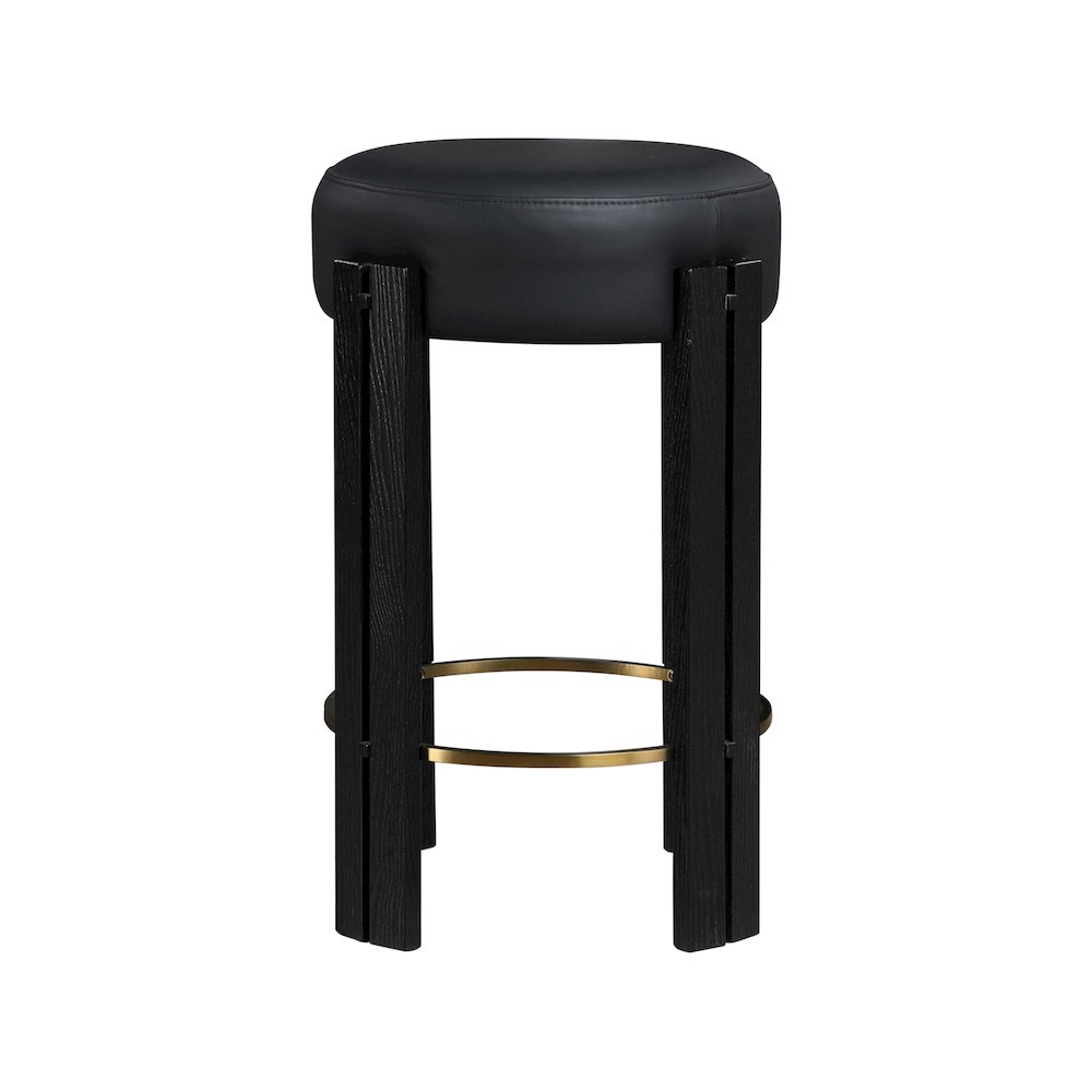 Harrison Black Vegan Leather Counter Stool. Picture 2