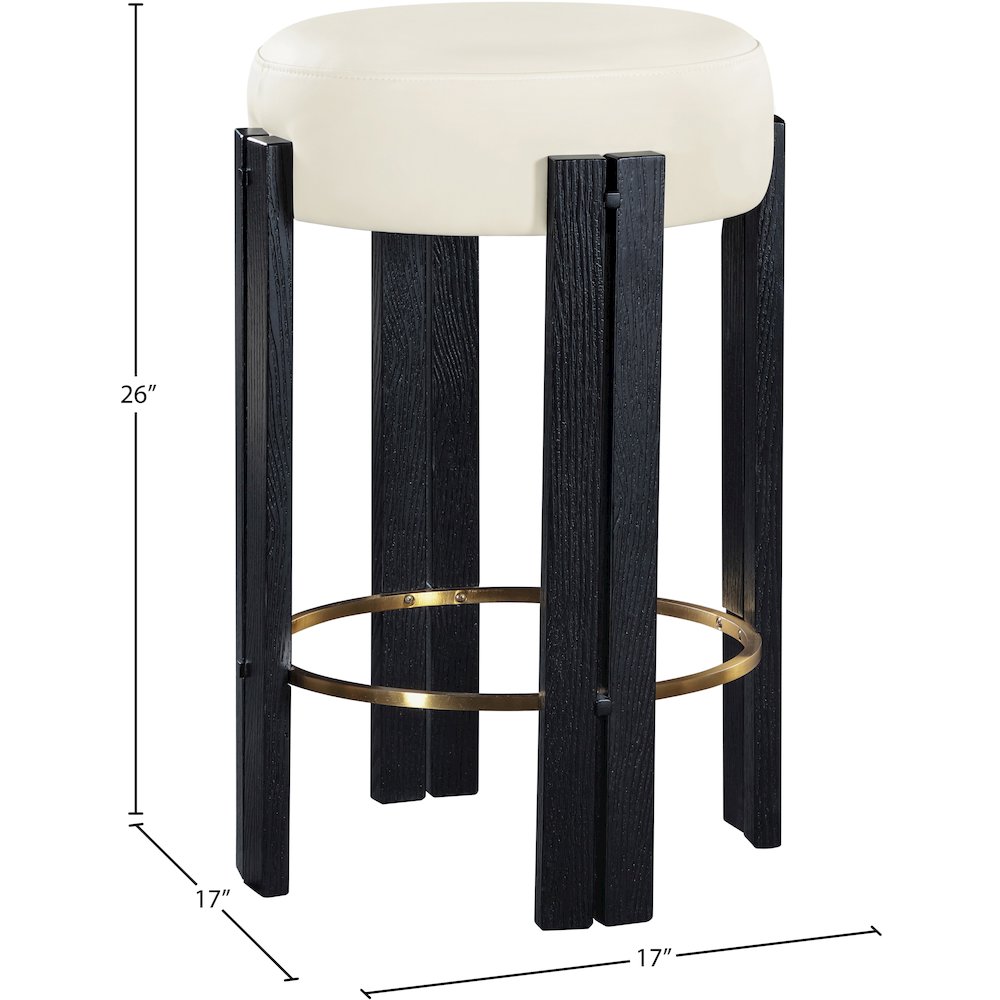 Harrison Cream Vegan Leather Counter Stool. Picture 5