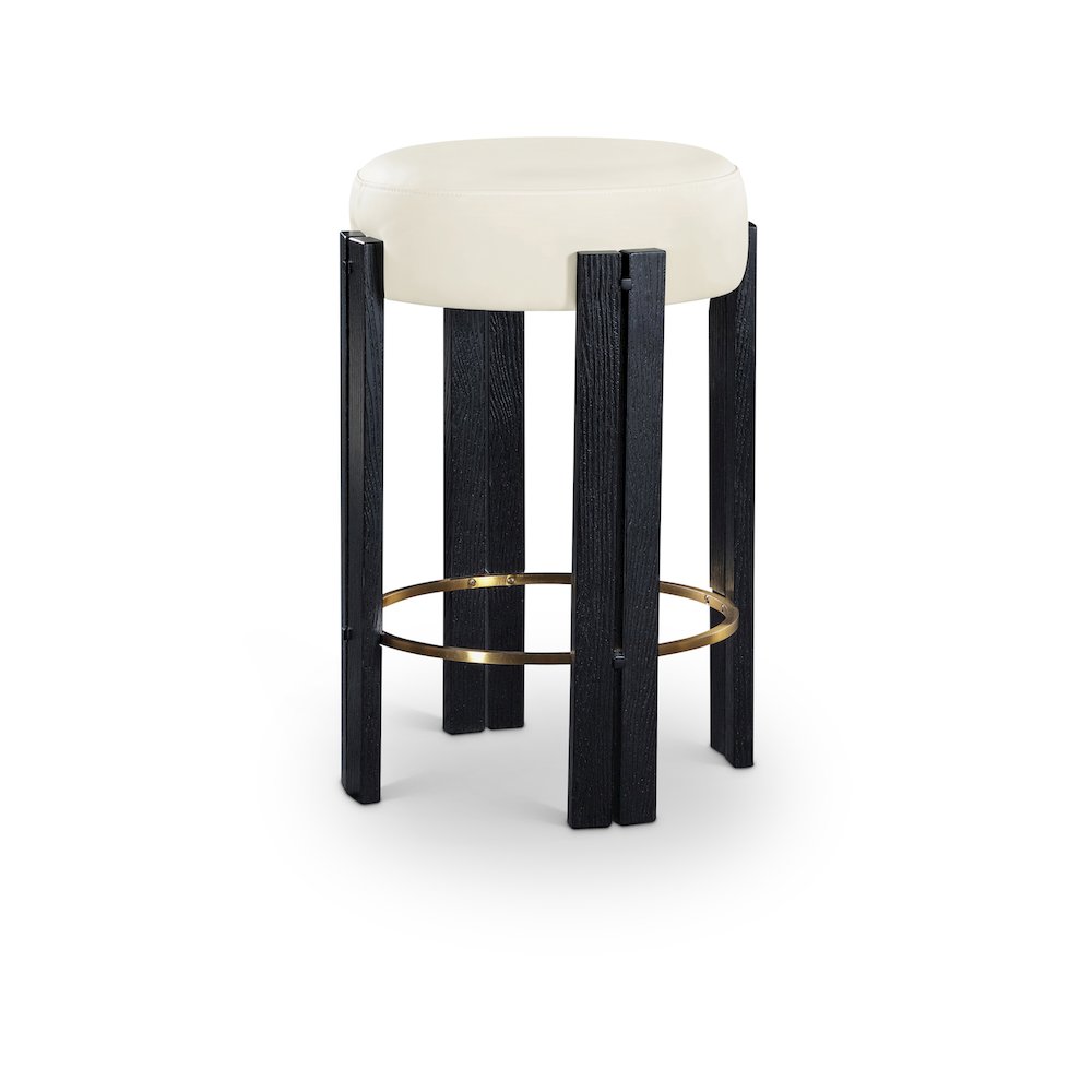 Harrison Cream Vegan Leather Counter Stool. Picture 1