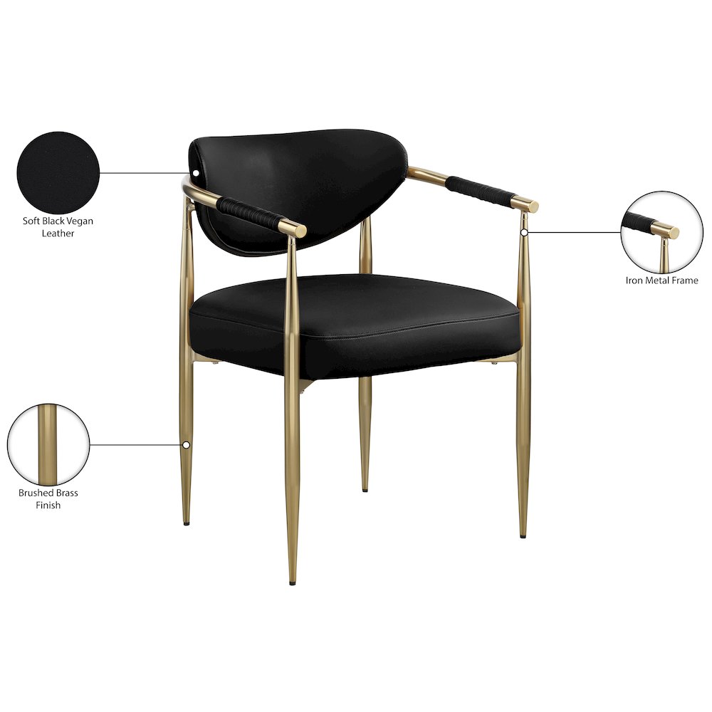 Virella Black Vegan Leather Upholstered Dining Chair, Set of 2. Picture 12