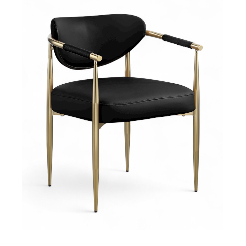Virella Black Vegan Leather Upholstered Dining Chair, Set of 2. Picture 2