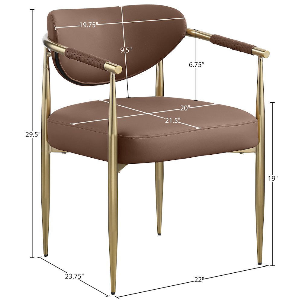 Virella Brown Vegan Leather Upholstered Dining Chair, Set of 2. Picture 10
