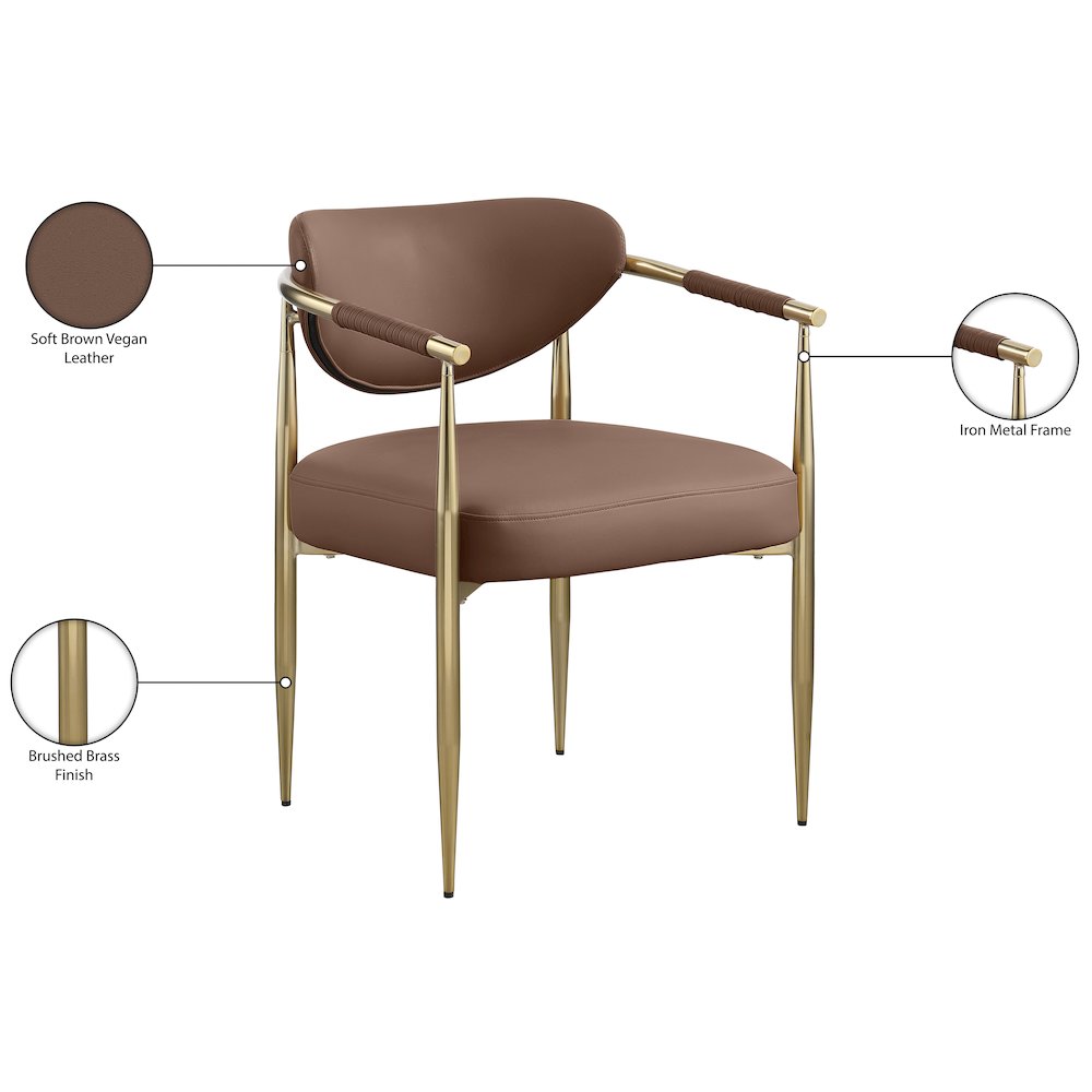 Virella Brown Vegan Leather Upholstered Dining Chair, Set of 2. Picture 11