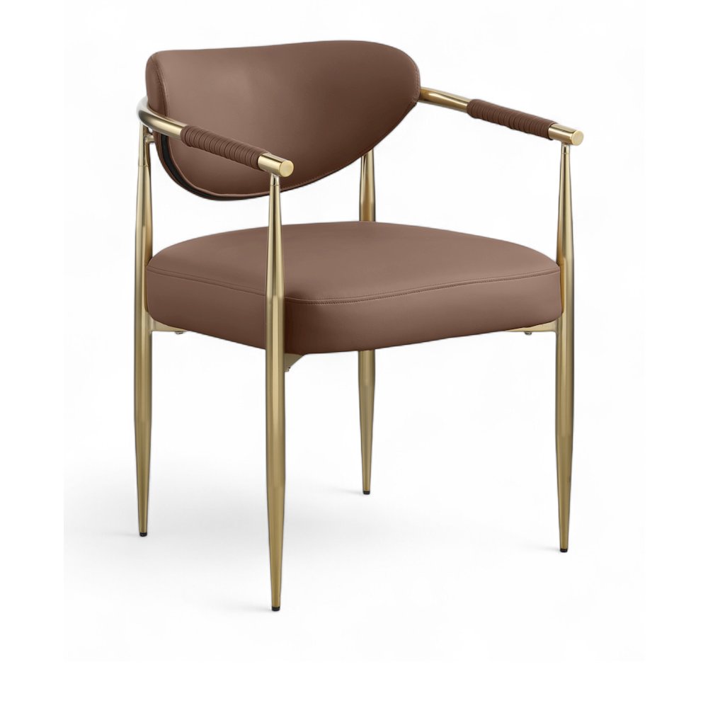 Virella Brown Vegan Leather Upholstered Dining Chair, Set of 2. Picture 2
