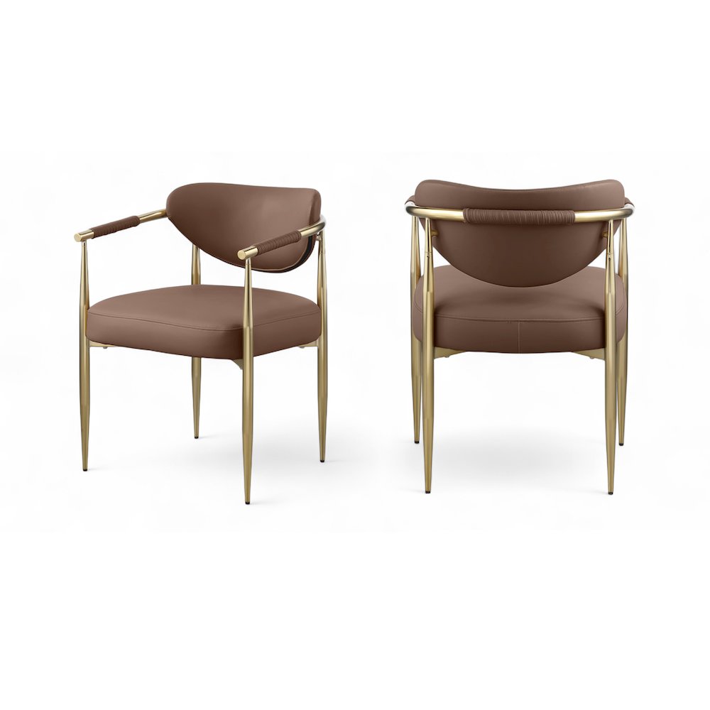 Virella Brown Vegan Leather Upholstered Dining Chair, Set of 2. Picture 1