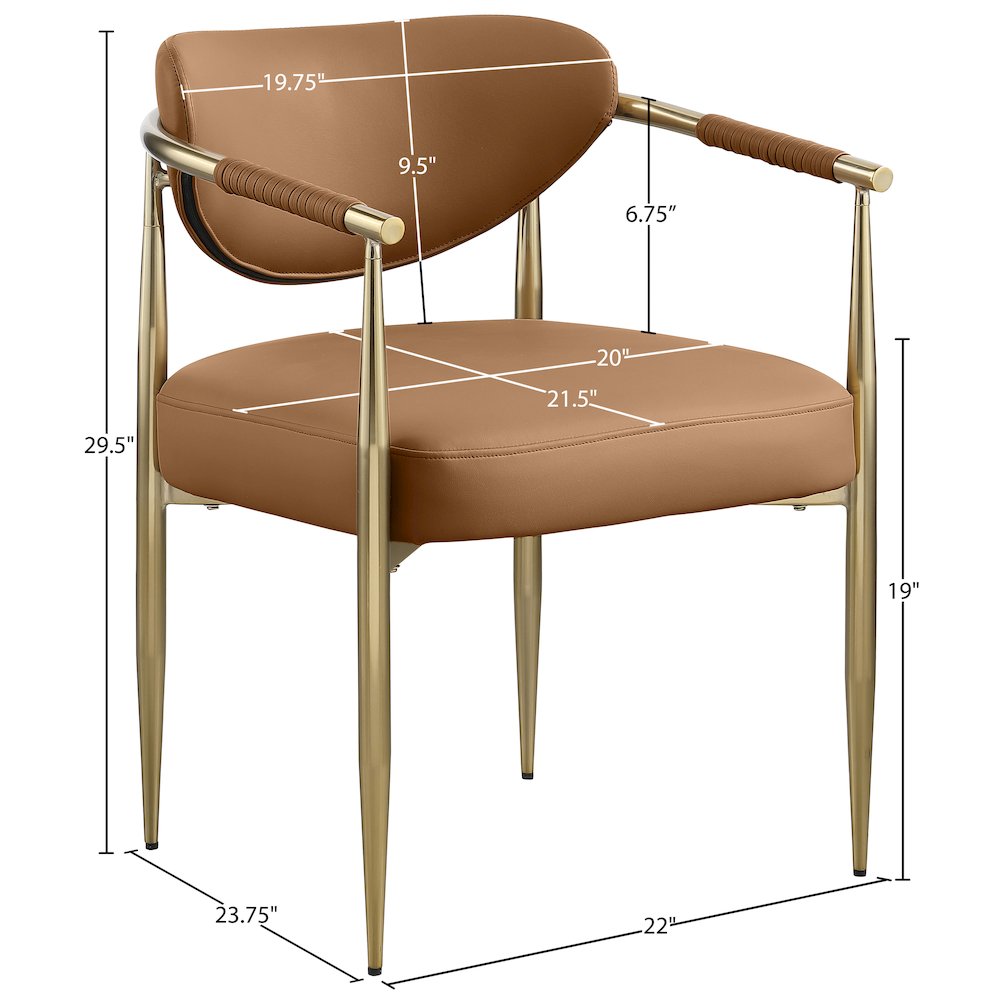 Virella Cognac Vegan Leather Upholstered Dining Chair, Set of 2. Picture 10