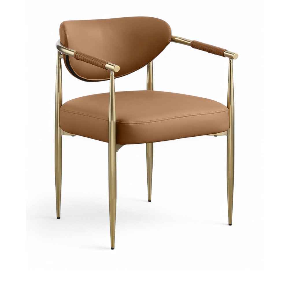 Virella Cognac Vegan Leather Upholstered Dining Chair, Set of 2. Picture 2