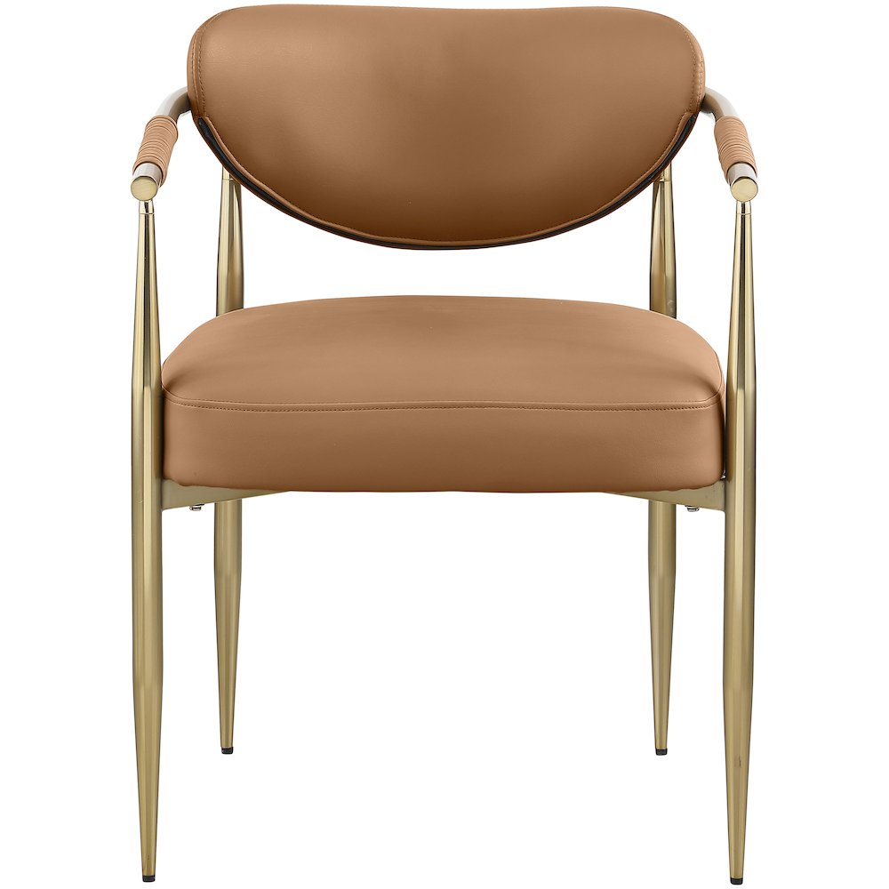Virella Cognac Vegan Leather Upholstered Dining Chair, Set of 2. Picture 3
