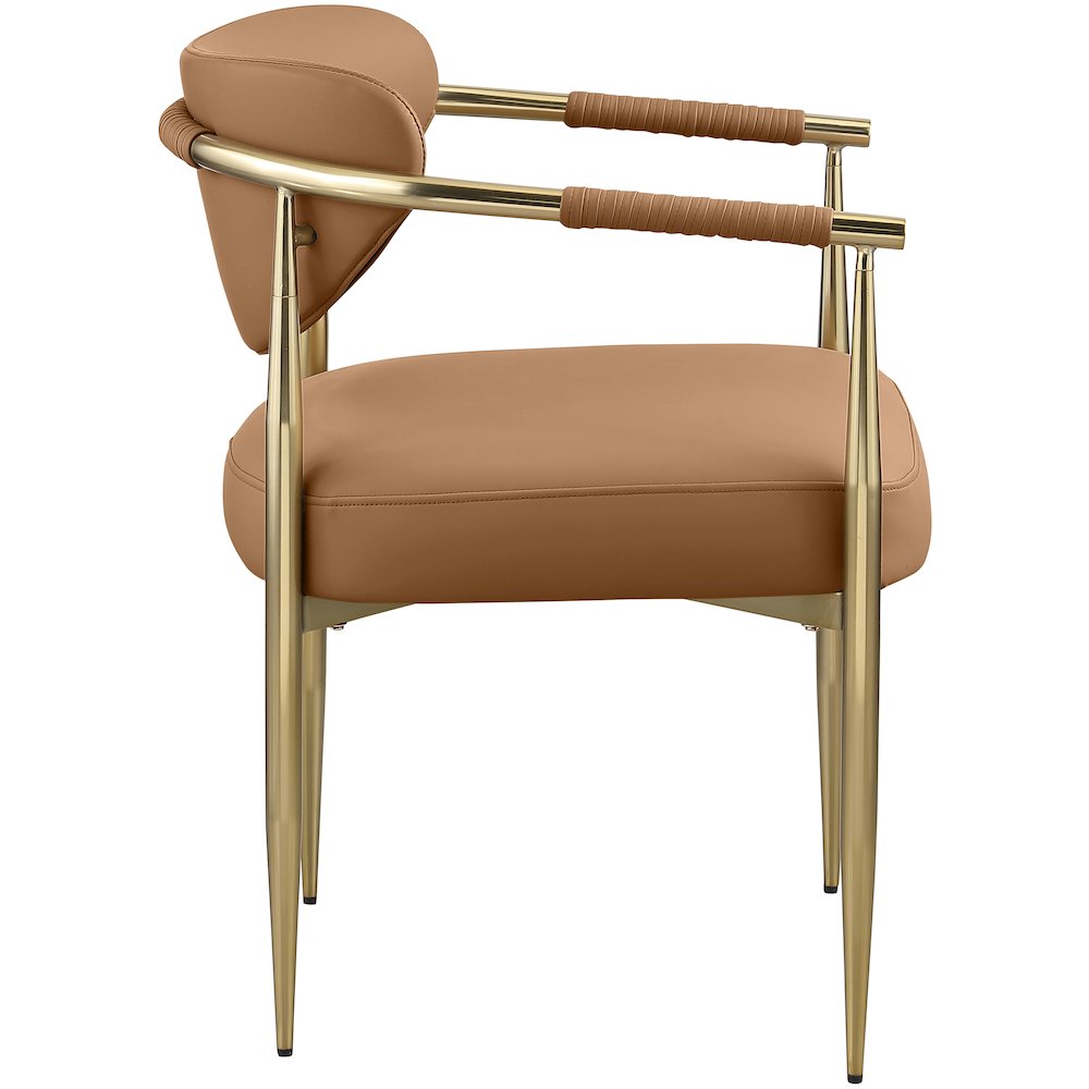 Virella Cognac Vegan Leather Upholstered Dining Chair, Set of 2. Picture 4