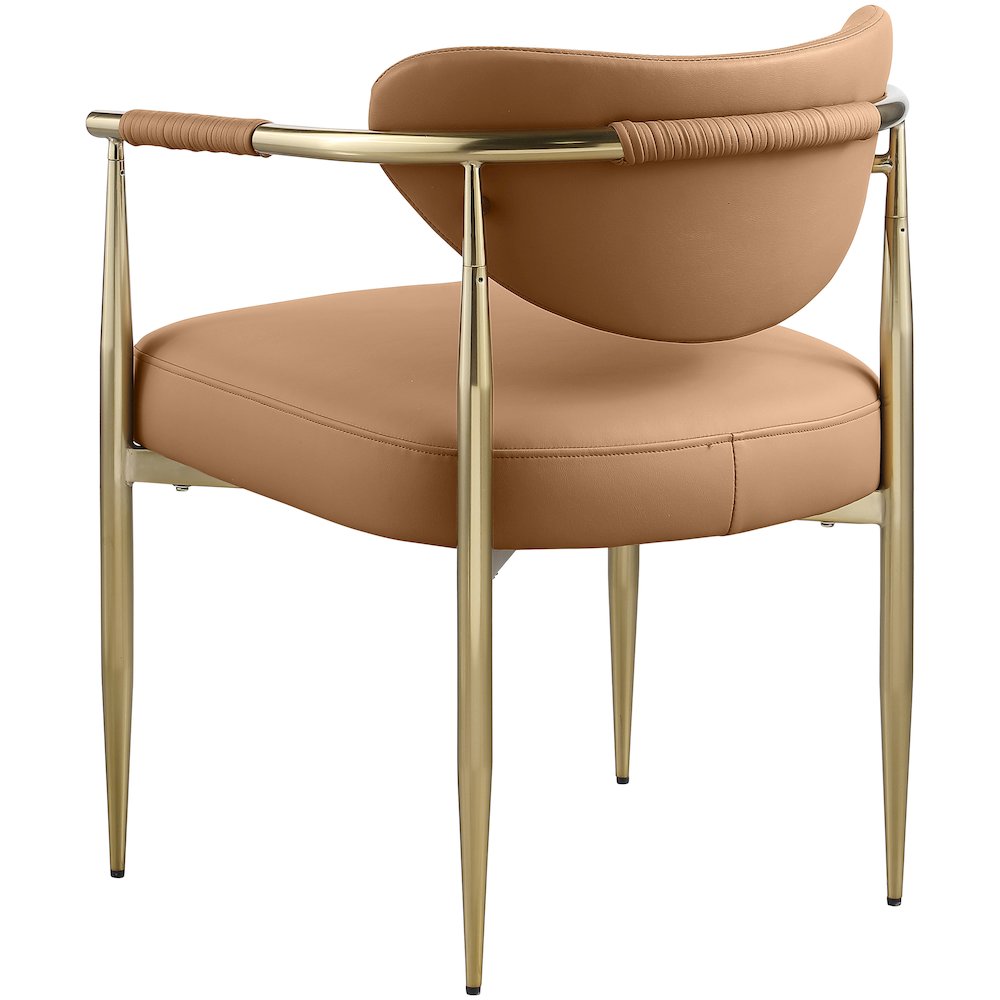 Virella Cognac Vegan Leather Upholstered Dining Chair, Set of 2. Picture 6