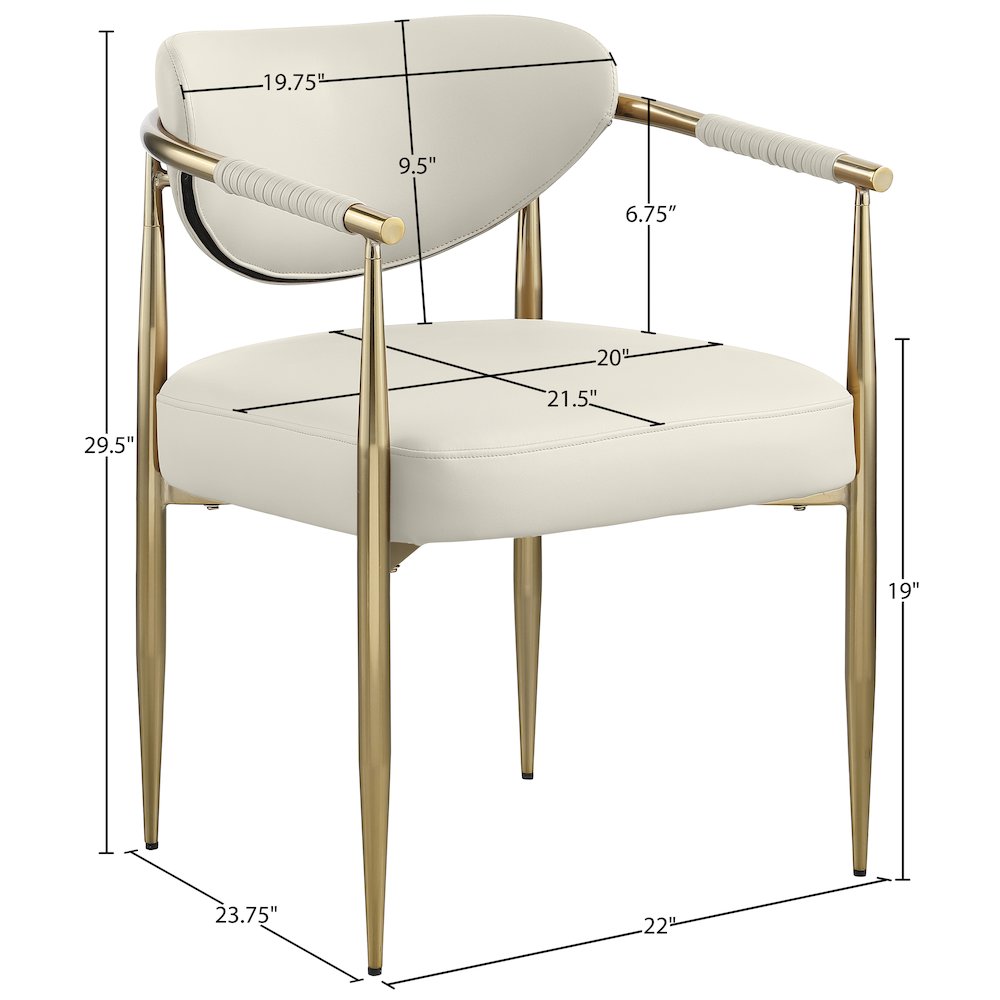 Virella Cream Vegan Leather Upholstered Dining Chair, Set of 2. Picture 11