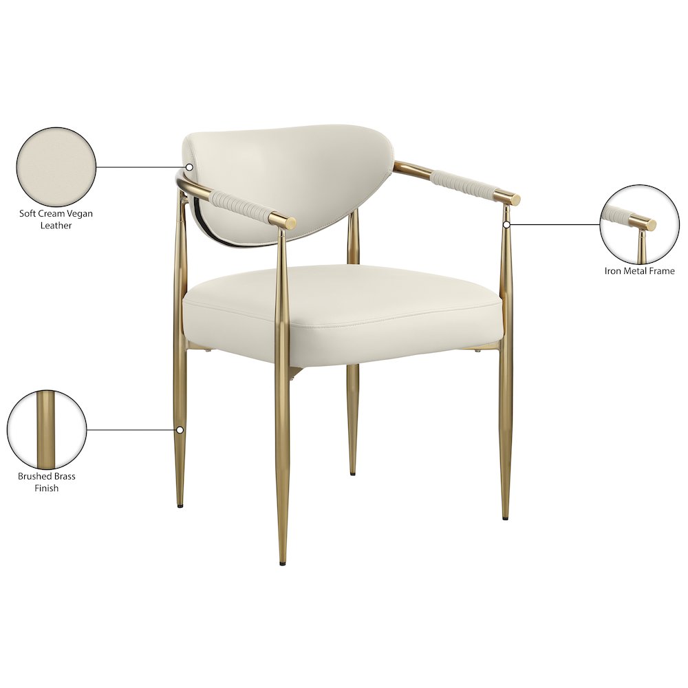 Virella Cream Vegan Leather Upholstered Dining Chair, Set of 2. Picture 12