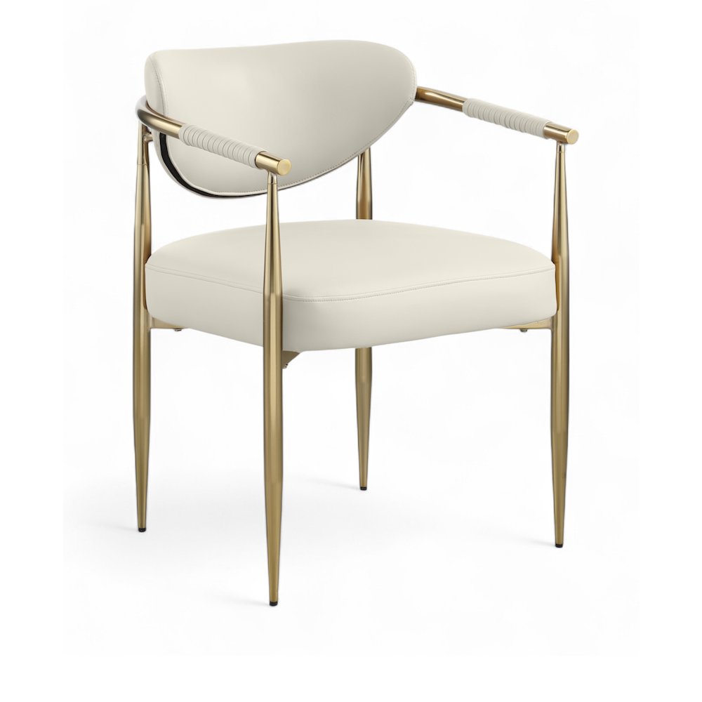 Virella Cream Vegan Leather Upholstered Dining Chair, Set of 2. Picture 2