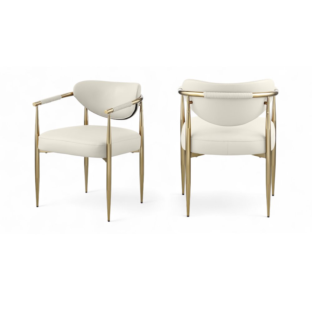 Virella Cream Vegan Leather Upholstered Dining Chair, Set of 2. Picture 1
