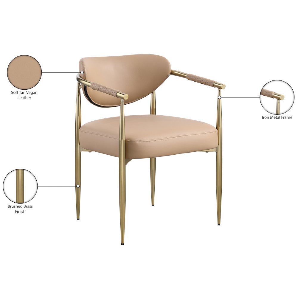 Virella Tan Vegan Leather Upholstered Dining Chair, Set of 2. Picture 12