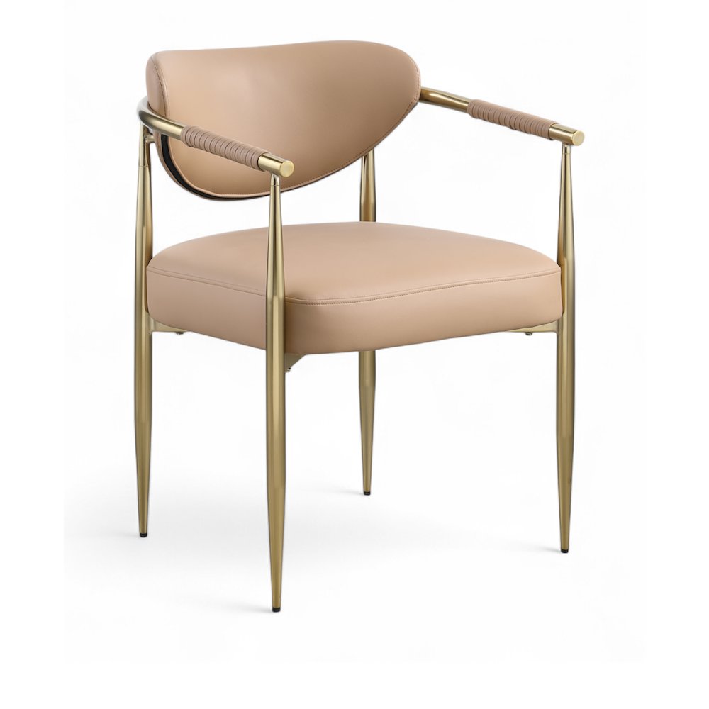 Virella Tan Vegan Leather Upholstered Dining Chair, Set of 2. Picture 2