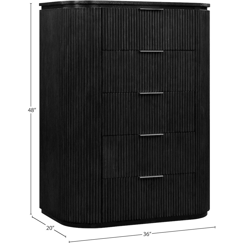 Astrid Black Solid Wood And Oak Veneer Chest. Picture 12