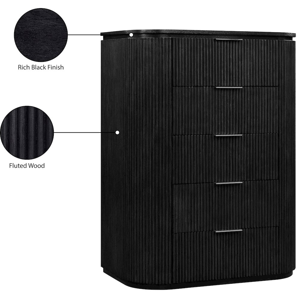 Astrid Black Solid Wood And Oak Veneer Chest. Picture 13