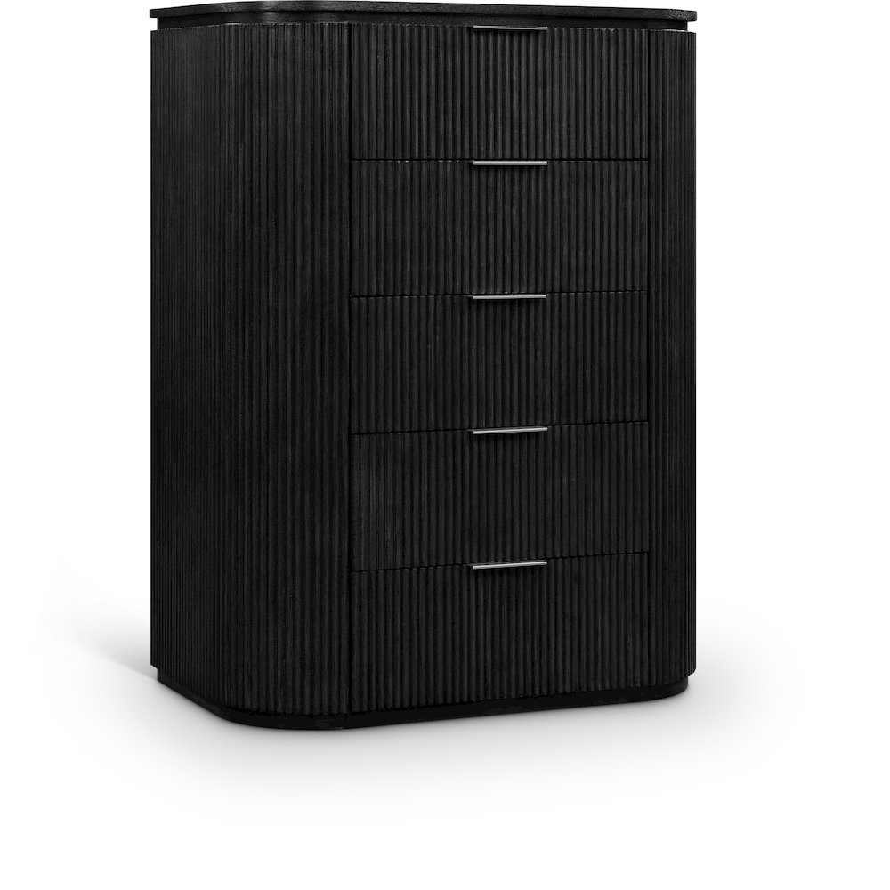 Astrid Black Solid Wood And Oak Veneer Chest. Picture 1