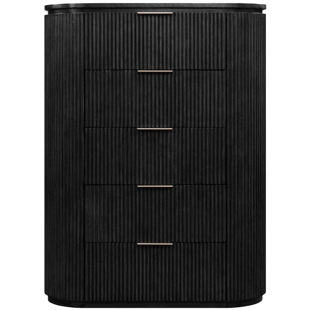 Astrid Black Solid Wood And Oak Veneer Chest. Picture 2