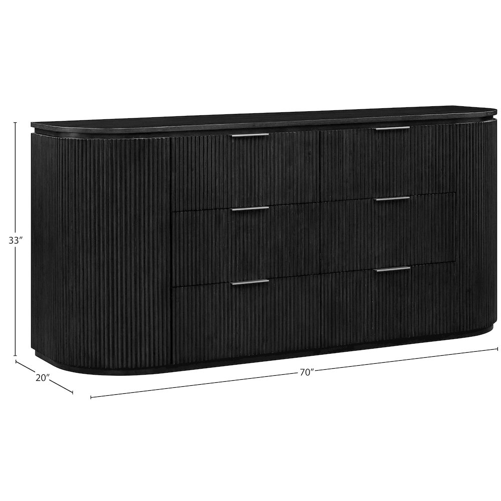 Astrid Black Solid Wood And Oak Veneer Dresser. Picture 11